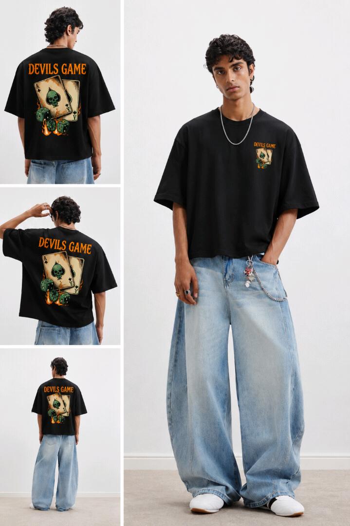 Devil’s Game Oversized Graphic T-Shirt | Black