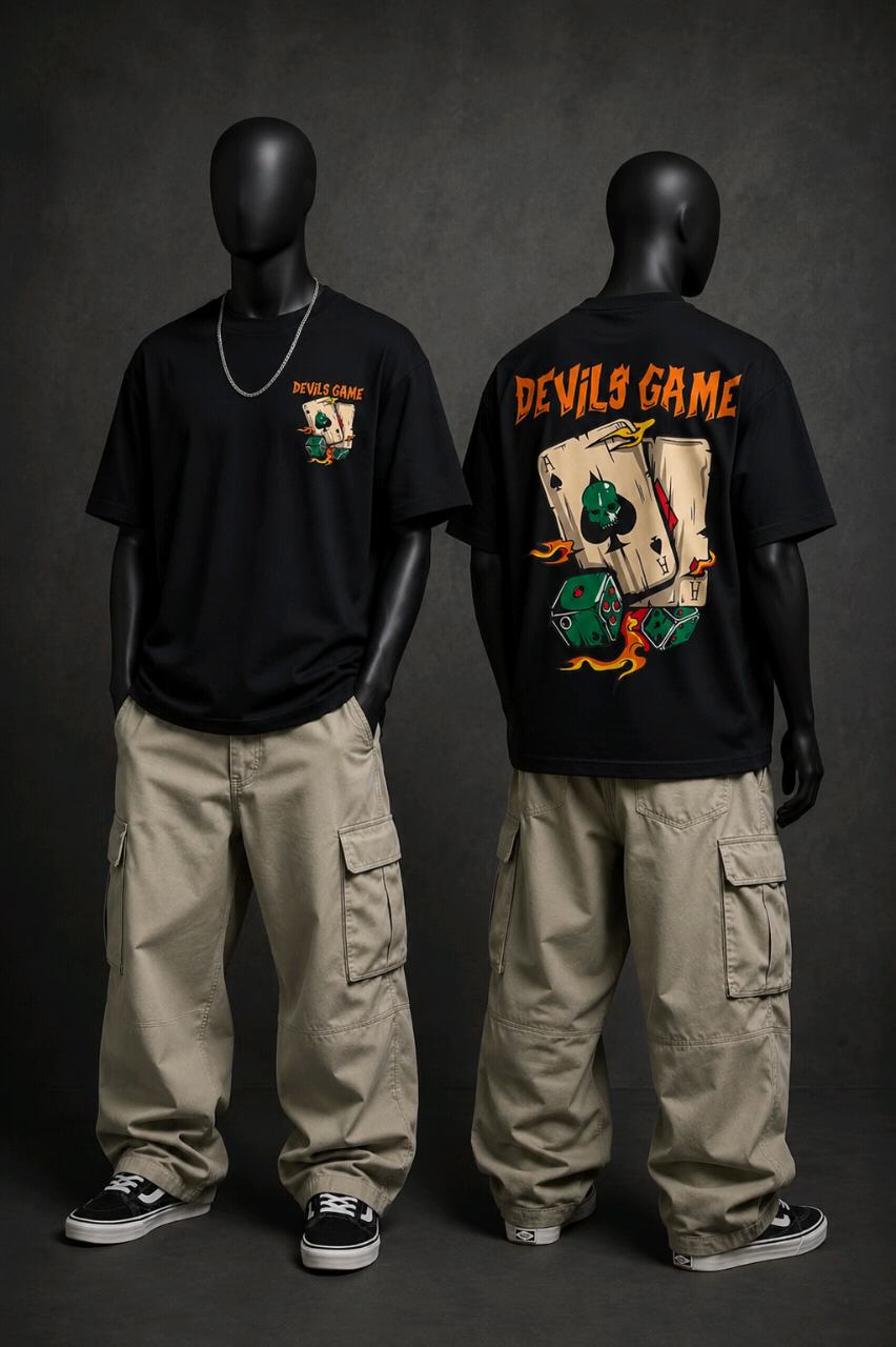 Devil’s Game Oversized Graphic T-Shirt | Black