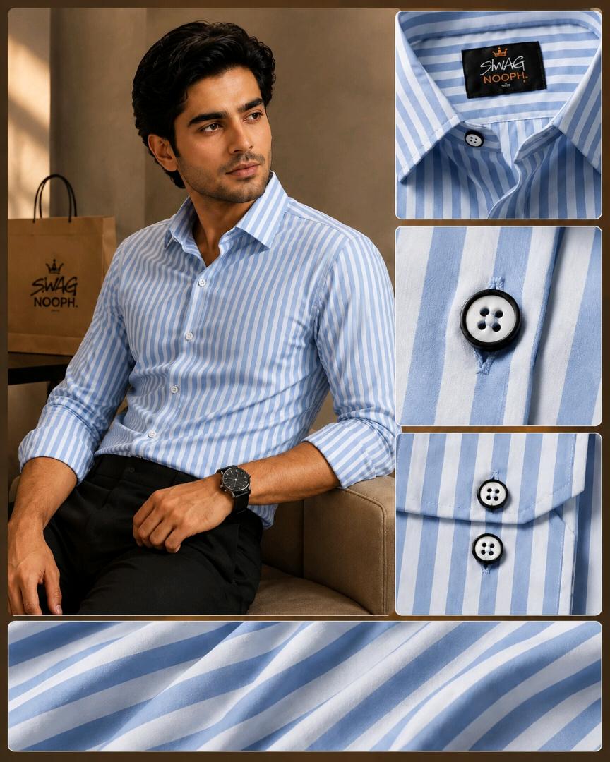 Men’s Premium 4-Shirt Combo | Blue, Peach, Beige & Maroon Striped Shirts | Full Sleeve