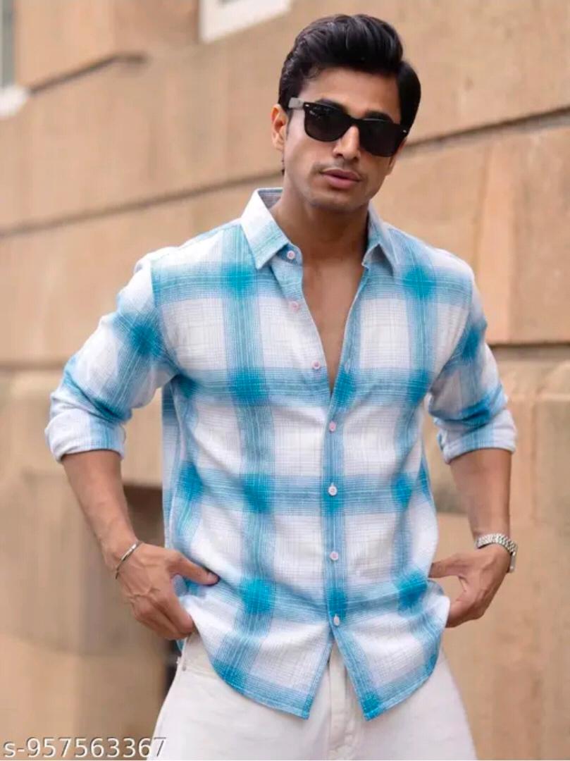 Men’s Premium Brown & Cream Plaid Casual Shirt