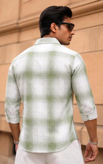 Men’s Premium Brown & Cream Plaid Casual Shirt