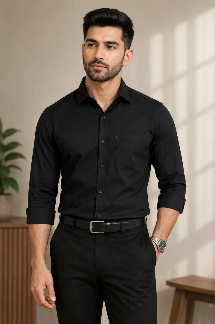 Men’s Premium Office Wear Shirt – 3 Shirt Combo | Black, Navy Blue & White |