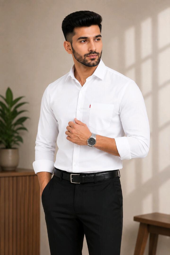 Men’s Premium Office Wear Shirt – 3 Shirt Combo | Black, Navy Blue & White |