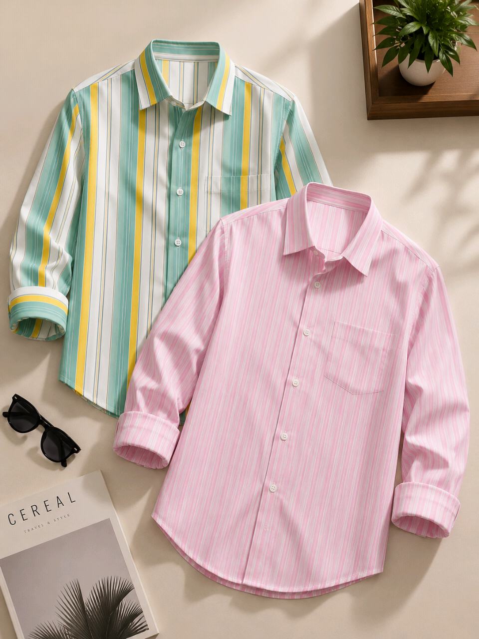 Men’s Premium Striped Casual & Formal Shirts – Combo Pack of 2 | Stylish Office Wear