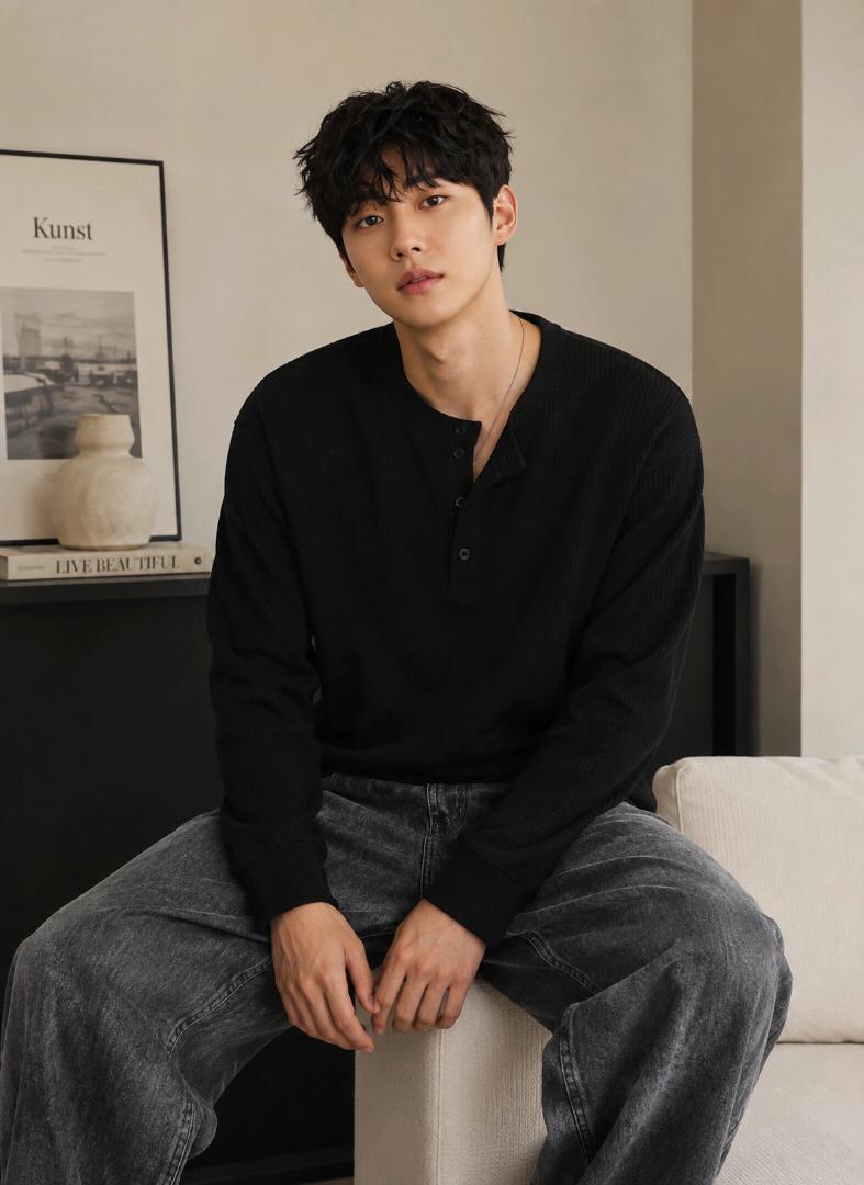 Men’s Premium Waffle Ribbed Henley T-Shirt