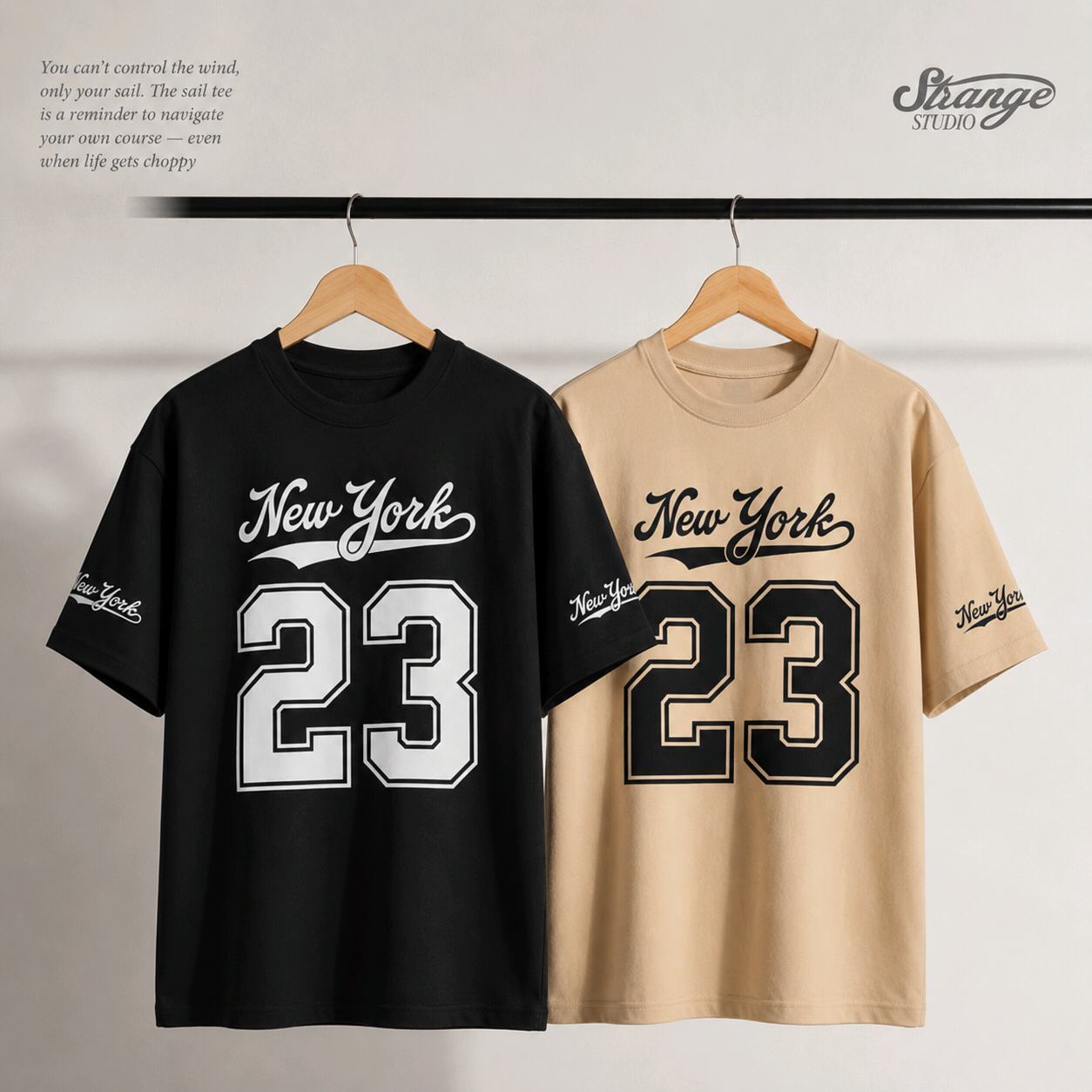 New York 23 Oversized T-Shirt – Black & Cream Combo