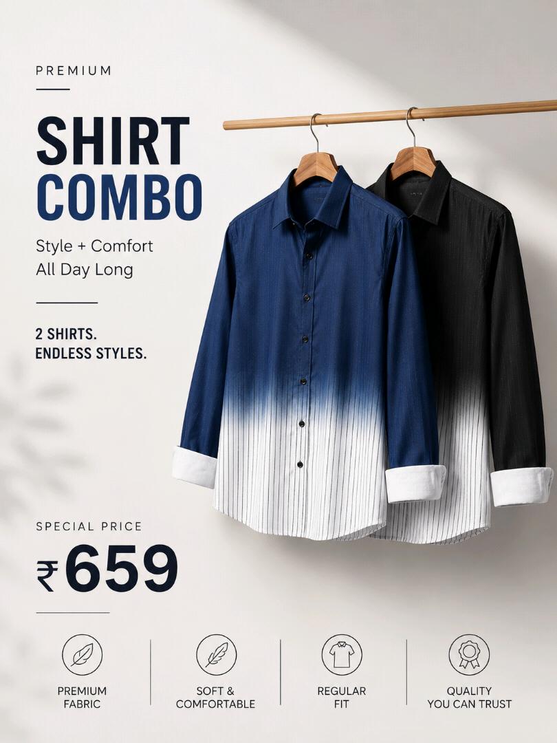 Premium Ombre Gradient Full-Sleeve Shirt Combo – Pack of 2