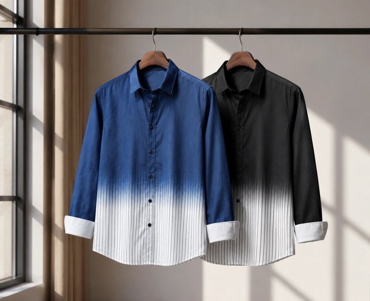 Premium Ombre Gradient Full-Sleeve Shirt Combo – Pack of 2